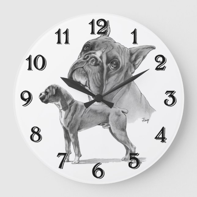 Reloj Redondo Grande Perros del boxeador (Anverso)