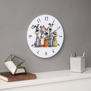 Reloj Redondo Grande Perros divertidos y caprichosos