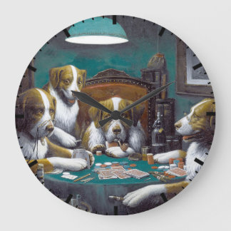 Reloj Redondo Grande Perros jugando póquer Cassius Marcellus Coolidge 1