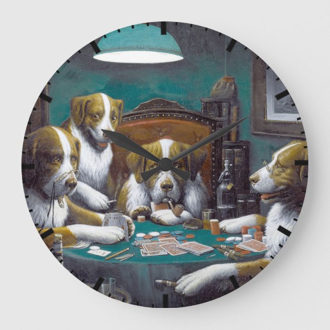 Reloj Redondo Grande Perros jugando póquer Cassius Marcellus Coolidge 1 (Anverso)