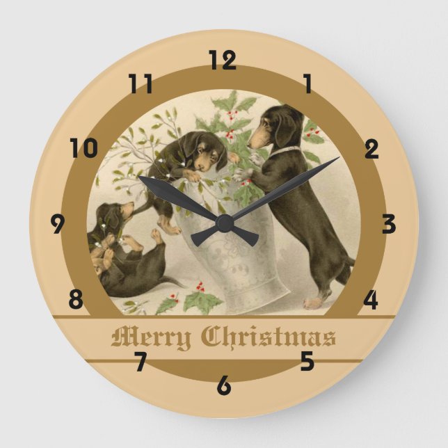 Reloj Redondo Grande Perros lindos del dachshund del Victorian del (Anverso)