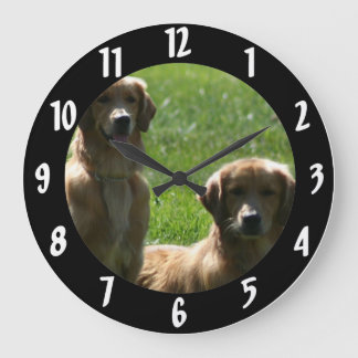 Reloj Redondo Grande Perros perdigueros de oro