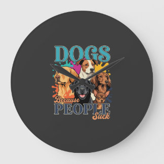 Reloj Redondo Grande Perros Porque La Gente Apesta Arte Retro De Perro_