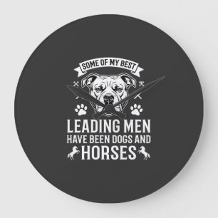 Reloj Redondo Grande Perros y caballos liderando hombres