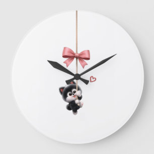 Reloj Redondo Grande Personaje Adorable con Llavero de Lazo Rosa - Ador