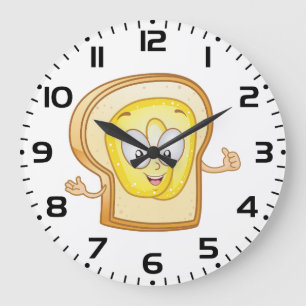 Reloj Redondo Grande Personaje de dibujos animados de pan tostado con m