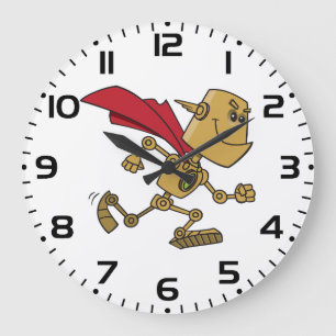 Reloj Redondo Grande Personaje de dibujos animados de robot superhéroe