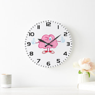 Reloj Redondo Grande Personaje de dibujos animados divertido con cerebr
