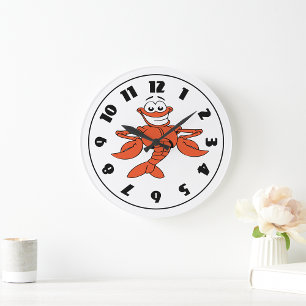 Reloj Redondo Grande Personaje de langosta de dibujos animados sonrient