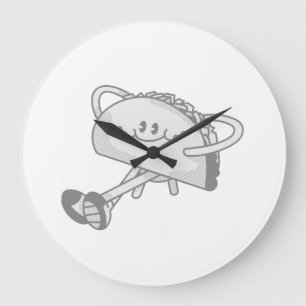 Reloj Redondo Grande Personaje de mascota de taco verde lindo caminando