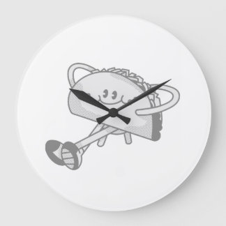 Reloj Redondo Grande Personaje de mascota de taco verde lindo caminando