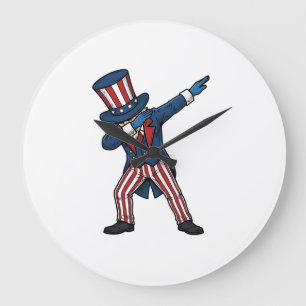 Reloj Redondo Grande Personaje Patriótico Dabbing Diseño Vector Vintage
