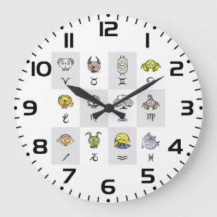 Reloj Redondo Grande Personajes divertidos del zodíaco astrológico