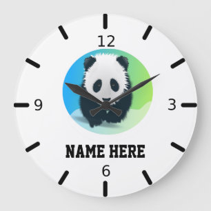 Reloj Redondo Grande Personalice a su propio bebé Panda
