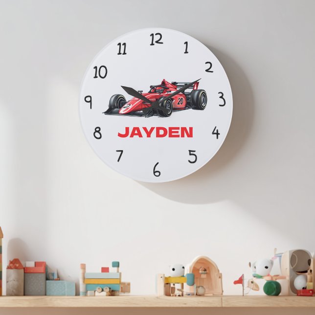 Reloj Redondo Grande Personalised Boys Red Racing Car Wall Clock (Subido por el creador)