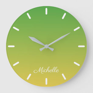 Reloj Redondo Grande Personalised green and yellow ombre