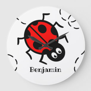 Reloj Redondo Grande Personalised Ladybird Pattern Wall Clock