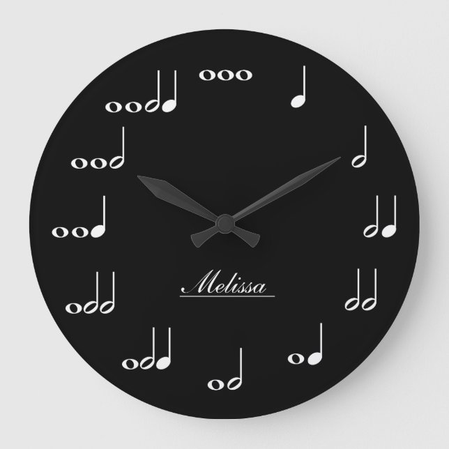Reloj Redondo Grande Personalised Music Notes (Anverso)