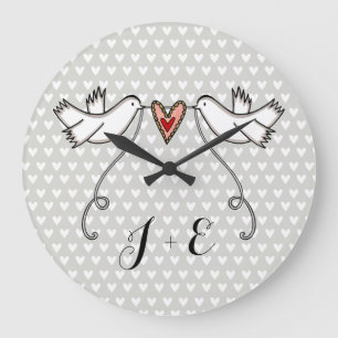 Reloj Redondo Grande Personalised White Doves Wedding Gift Acrylic 