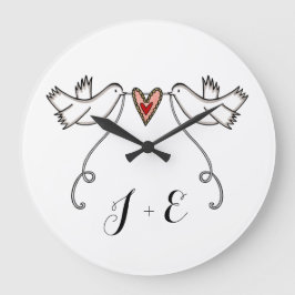 Reloj Redondo Grande Personalised White Doves Wedding Gift Acrylic Larg