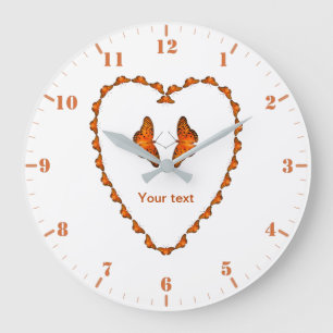 Reloj Redondo Grande Personaliza la pasión mariposa en forma de coraz
