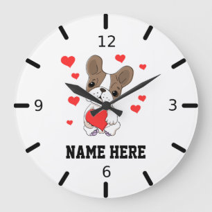 Reloj Redondo Grande Personaliza tu propio amor de cachorros