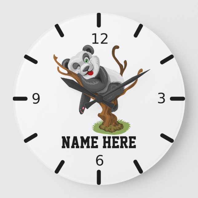 Reloj Redondo Grande Personaliza tu propio Panda de bebé (Anverso)