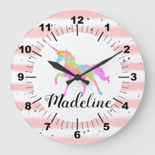Reloj Redondo Grande Personaliza tu propio reloj grande de unicornio ro