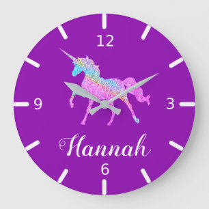 Reloj Redondo Grande Personaliza tu unicornio colorido