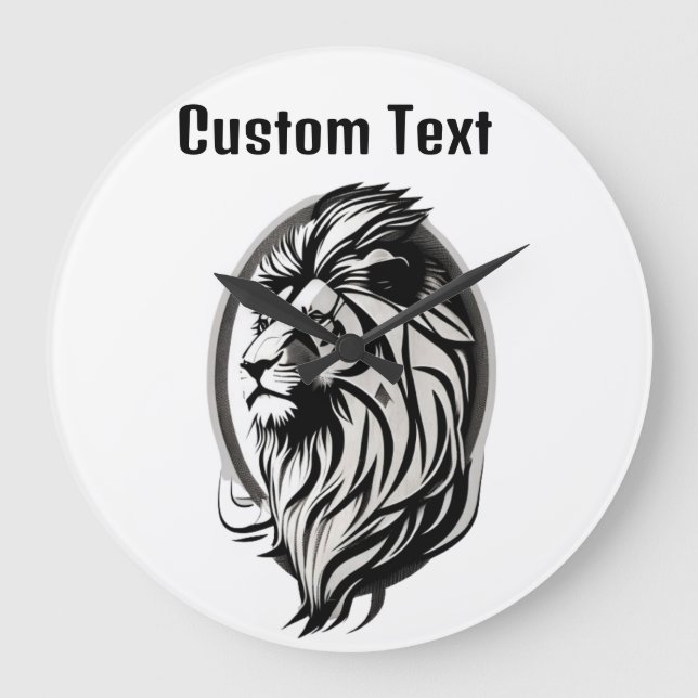 Reloj Redondo Grande personalizable de león (Anverso)
