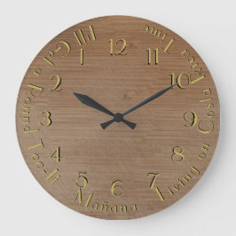 Reloj Redondo Grande Personalizable de madera gastada retrógradamente