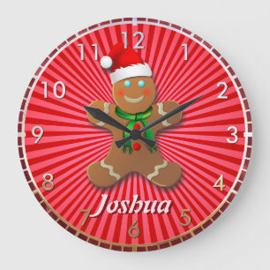 Reloj Redondo Grande Personalizable Gingerbread Man
