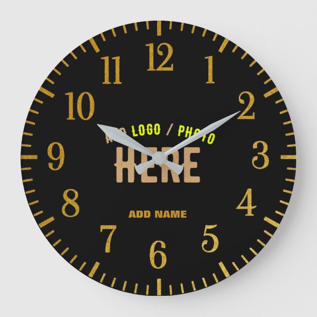 RELOJ REDONDO GRANDE PERSONALIZABLE MODERNO ESTILO NEGRO VERIFICADO MAR (Anverso)