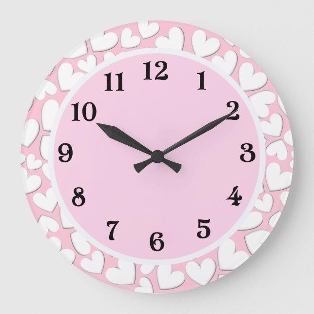 Reloj Redondo Grande Personalizable Puffy Hearts (Anverso)