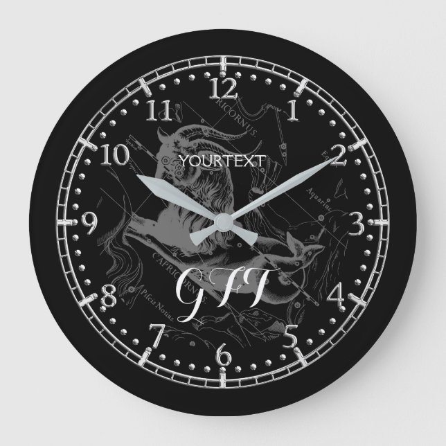 Reloj Redondo Grande Personalización de la constelación de Capricornio  (Front)