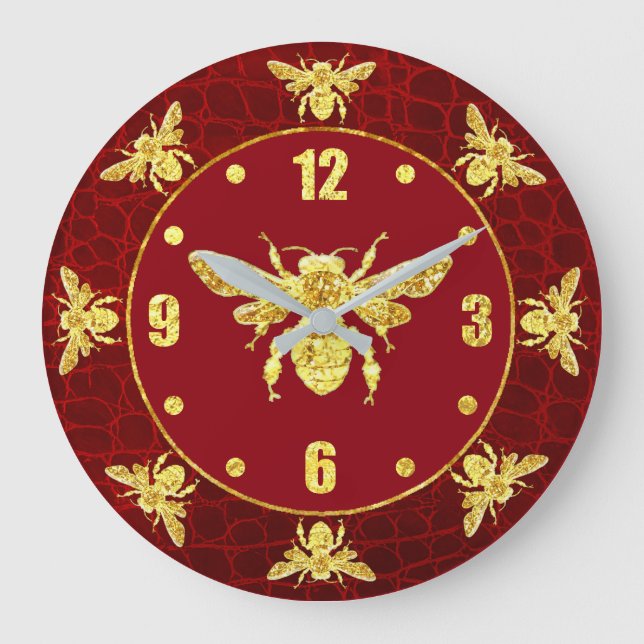 Reloj Redondo Grande Personalización de la miel de abeja dorada (Anverso)