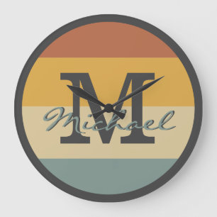 Reloj Redondo Grande Personalización de las iniciales de nombres rústic