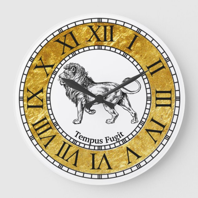 Reloj Redondo Grande Personalización de leones de época (Anverso)