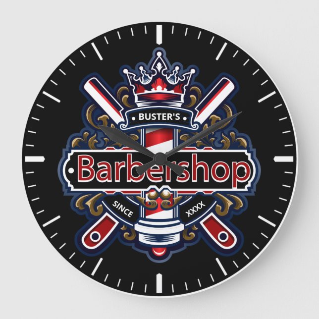 Reloj Redondo Grande Personalización del barbero estadounidense (Anverso)