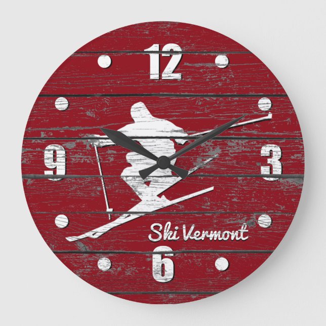 Reloj Redondo Grande Personalización del esquí de descenso (Anverso)
