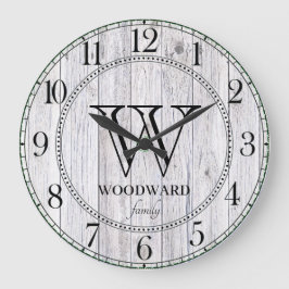 Reloj Redondo Grande Personalizada la granja Rustic Wood Shiplap Farmho
