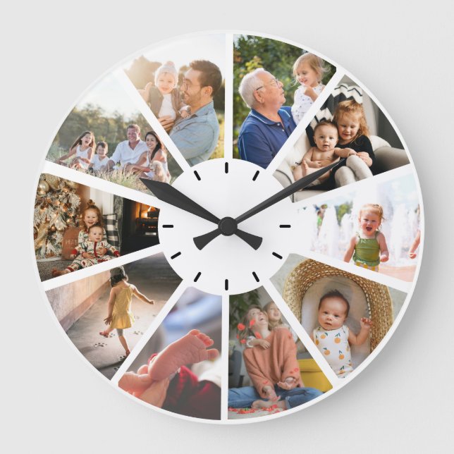 Reloj Redondo Grande Personalizado 10 Regalo de abuelos de familiares d (Anverso)