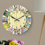 Reloj Redondo Grande Personalizado 12 Collage de fotos Crema Rustica Ro<br><div class="desc">Crea tu propio reloj de pared único. El diseño de esta casa de campo vintage de madera de color crema, con números negros, es muy bonito con una decoración rústica y moderna. La plantilla de fotos está preparada para que añadas 12 de tus fotos favoritas. Añade tus imágenes trabajando en...</div>