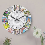 Reloj Redondo Grande Personalizado 12 Collage de fotos Redondo de mármo<br><div class="desc">Crea tu propio reloj de pared único. La plantilla de fotos está preparada para que añadas 12 de tus fotos favoritas. Añade tus imágenes trabajando en el sentido de las agujas del reloj desde arriba y las cambia para obtener el aspecto que quieras. Este elegante diseño de mármol gris y...</div>