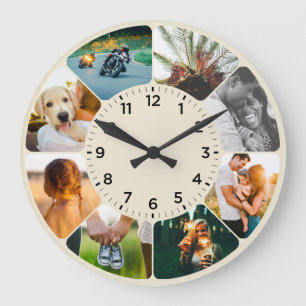 Reloj Redondo Grande Personalizado 8 fotos redondeadas reloj grande