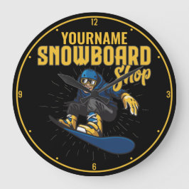 Reloj Redondo Grande Personalizado Boarder Snowboarding Shop Big Air