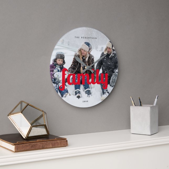 Reloj Redondo Grande Personalizado Casual Modern Family Full Photo (Oficina)