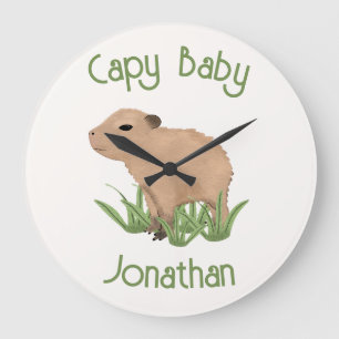 Reloj Redondo Grande Personalizado Cute Capybara Pun Niño Niño Decoraci