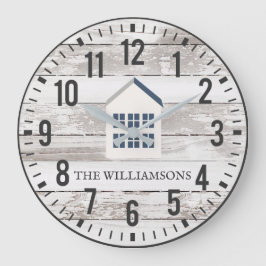 Reloj Redondo Grande Personalizado de avispones rústicos nombre de fami