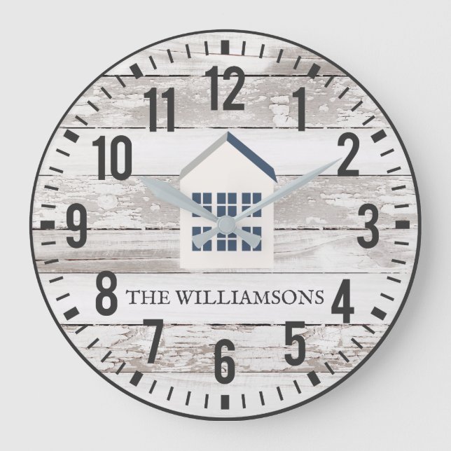 Reloj Redondo Grande Personalizado de avispones rústicos nombre de fami (Anverso)